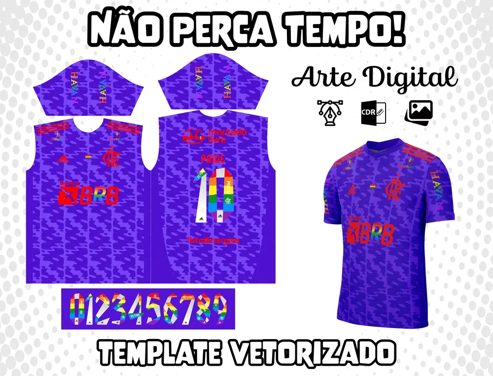 Arte Camisa do Flamengo Pride Roxa 2021-22 x7