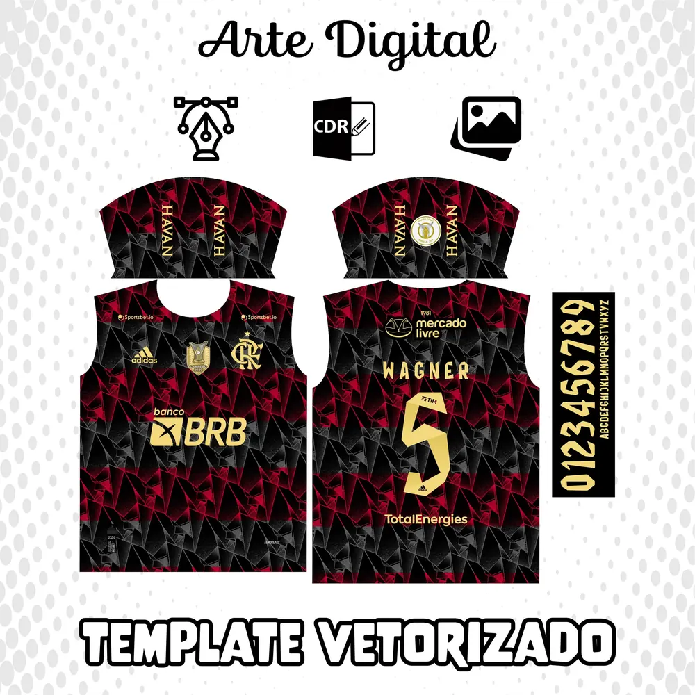 Arte Vetor Camisa Flamengo 2023 Personalizada