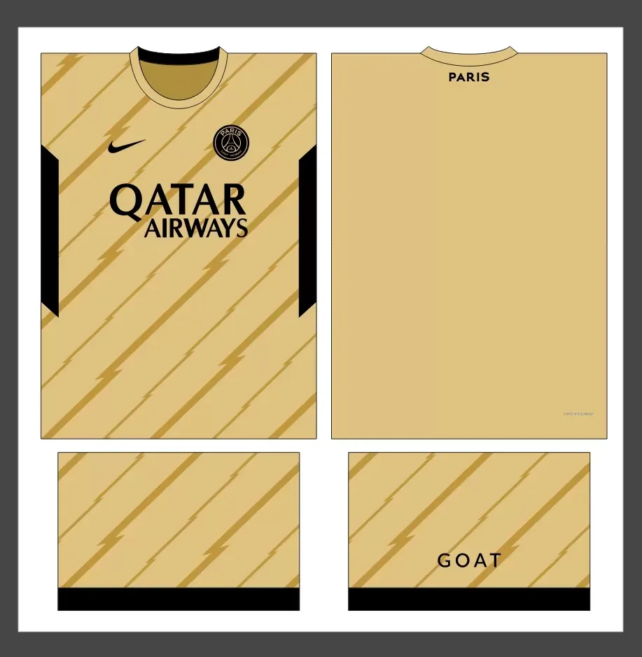 Arte Vetor Camisa Paris Saint-Germain PSG Conceito Golero Bege