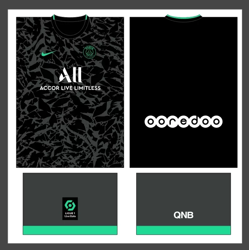 Arte Vetor Camisa Paris Saint-Germain PSG Conceito Preto Grunge 2022