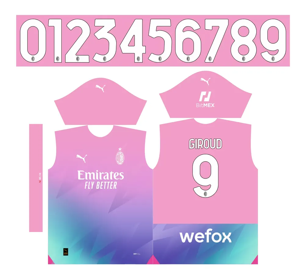 Arte Vetor Camisa Time AC Milan Terceira 2023-24 x7