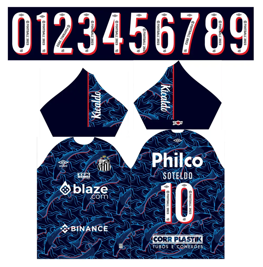 Arte Vetor Camisa Time Santos Terceira 2023-24 x7