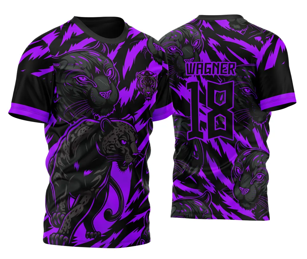 Arte Vetor Template Camisa de InterClasse Pantera Negra Fundo Tigre 2023 Roxa