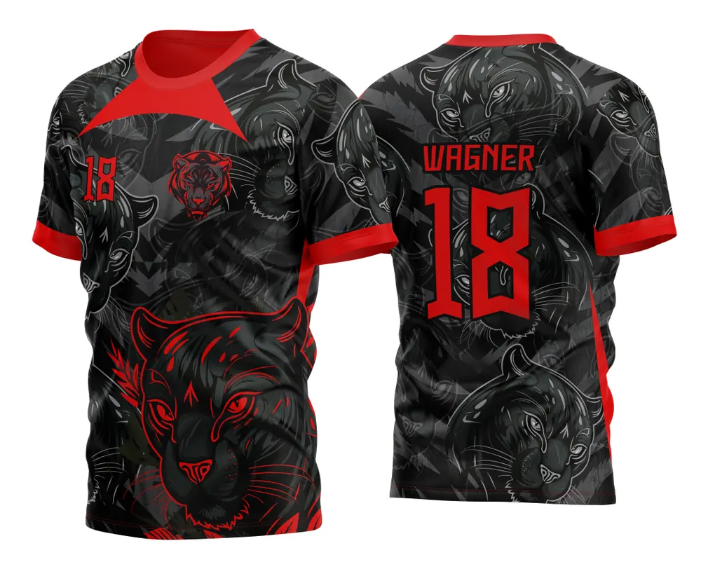 Arte Vetor Template Camisa para InterClasse Pantera Negra Padrão 2023 Vermelha