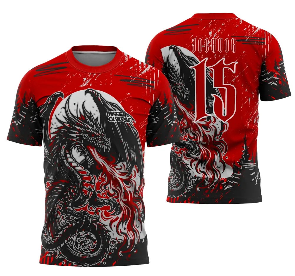Camisa de Interclasse Dragão Negro com Fogo 2025 – Exclusiva Modelo 02