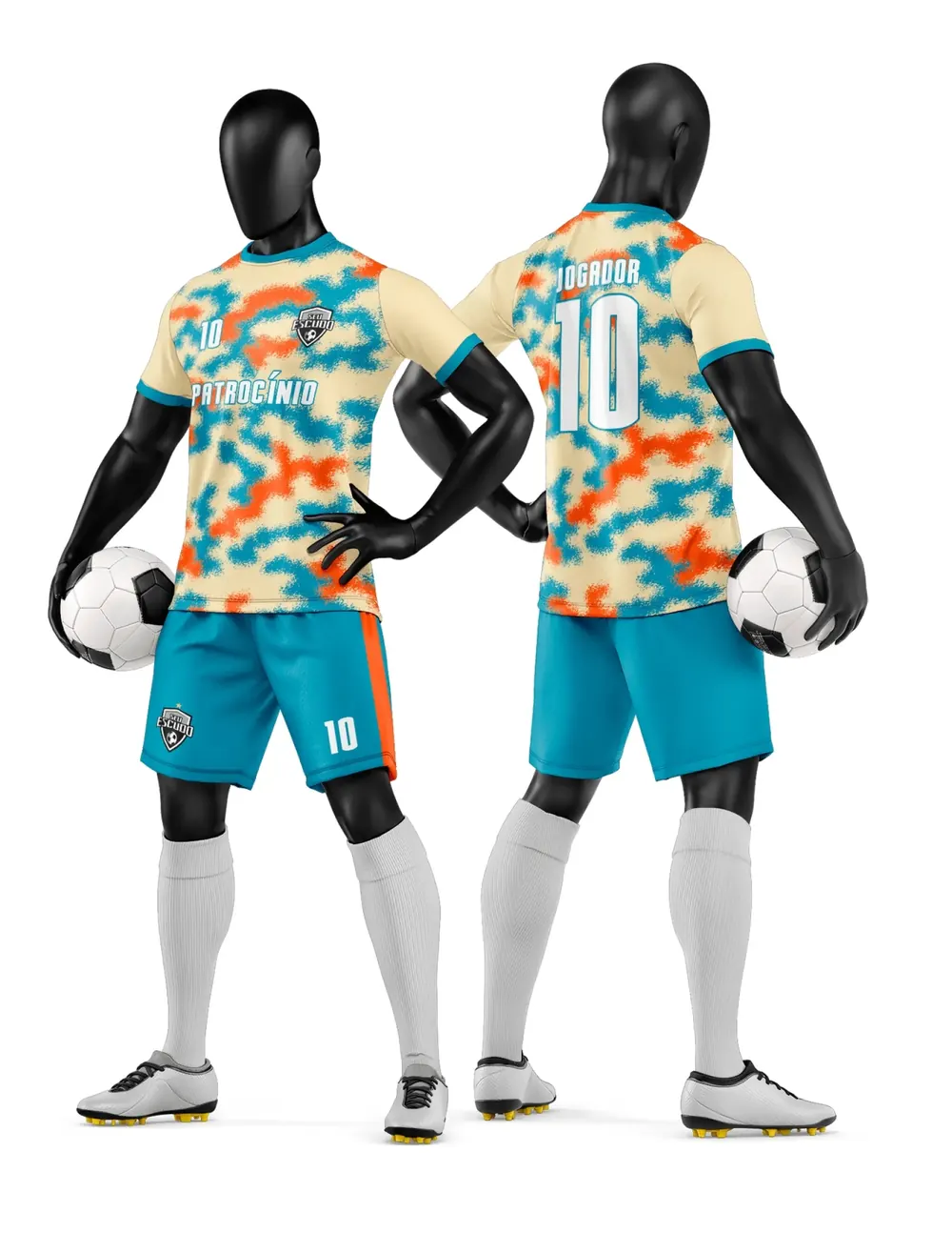Arte Camisa e Short de Time de Futebol Amador Modelo 72