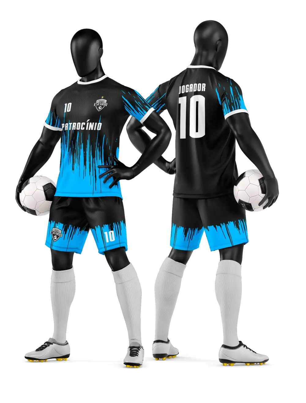 Arte Vetor Camisa e Short de Time de Futebol Amador Modelo 314