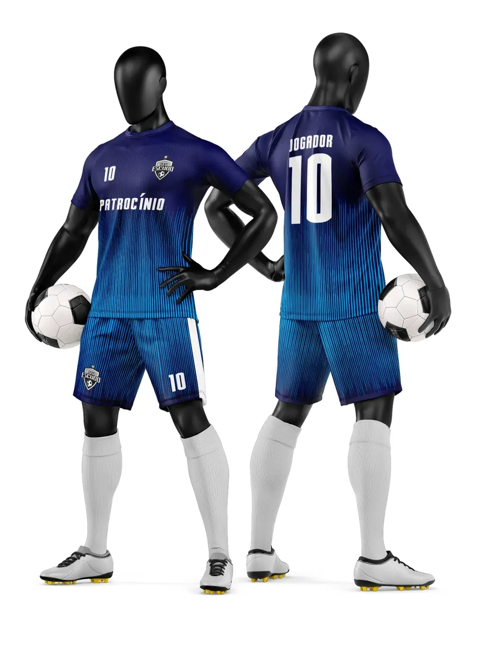 Arte Camisa e Short de Time de Futebol Amador Modelo 100