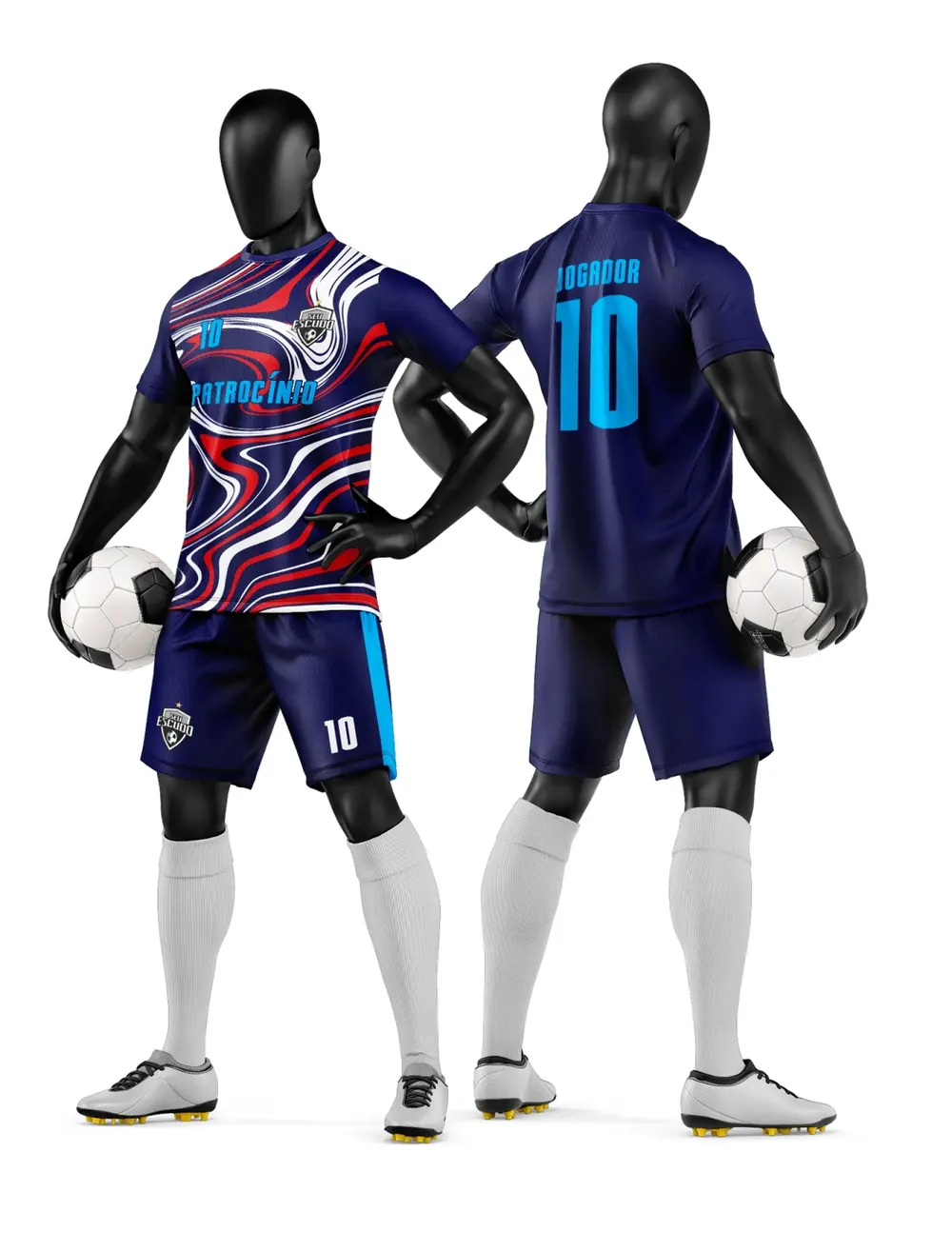 Arte Vetor Camisa e Short de Time de Futebol Amador Modelo 303