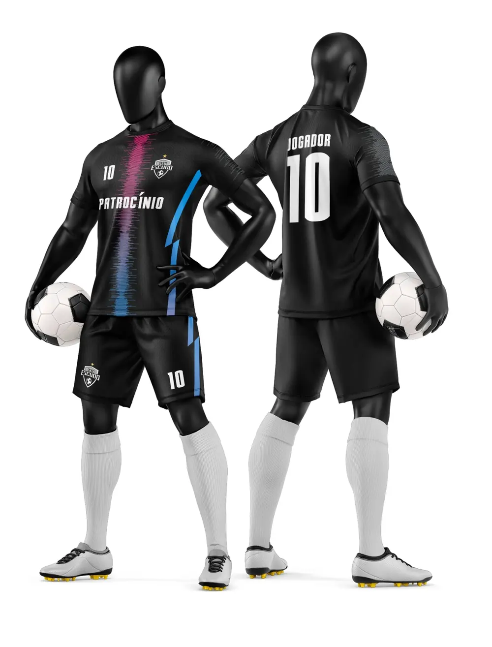 Arte Vetor Camisa e Short de Time de Futebol Amador Modelo 310