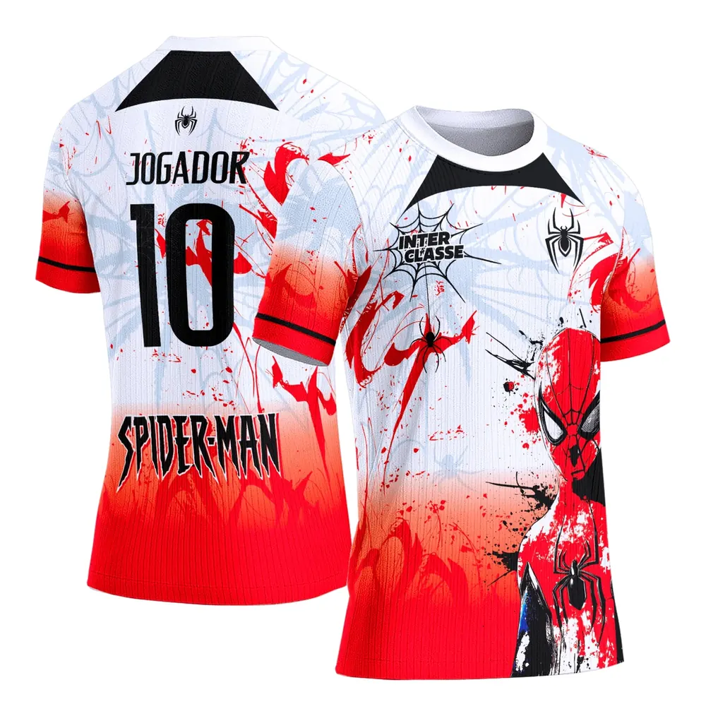 Camiseta de Interclasse Homem Aranha Branca e Vermelho