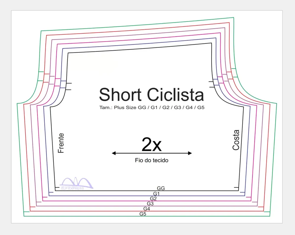 Molde de Costura Para Imprimir Camiseta - 71 - Short Ciclista _Compressão_ (GG ao G5)
