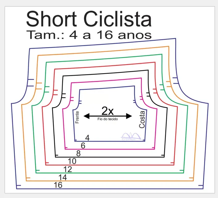 Molde de Costura Para Imprimir Camiseta Infantil - 45 - Short Ciclista _Compressão_ (4 a 16 anos)