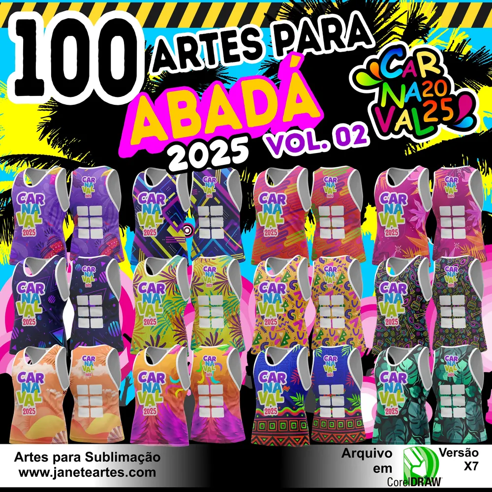 Camisa Pack 100 Abadá Carnaval 2026 Editáveis Crd Vol 02