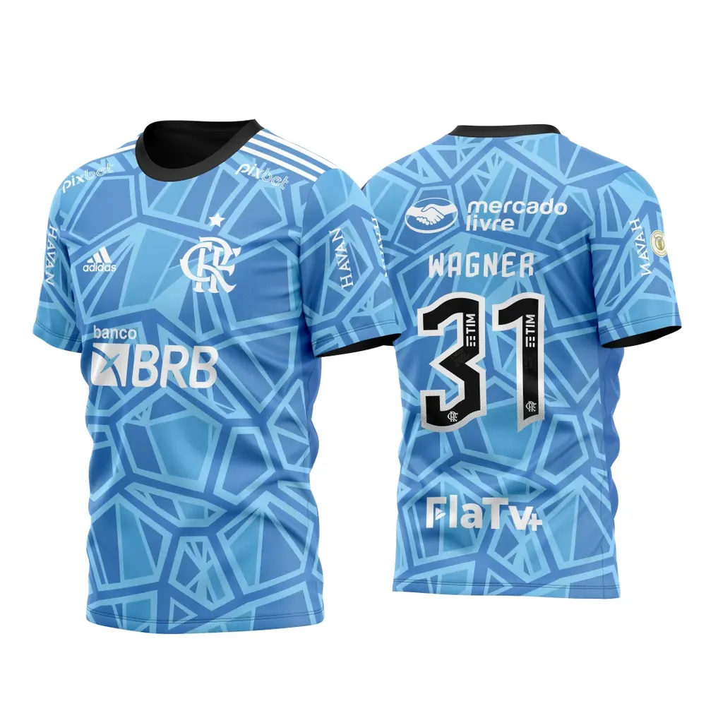 Arte Camisa Flamengo Titular - Goleiro 2022 2023 azul