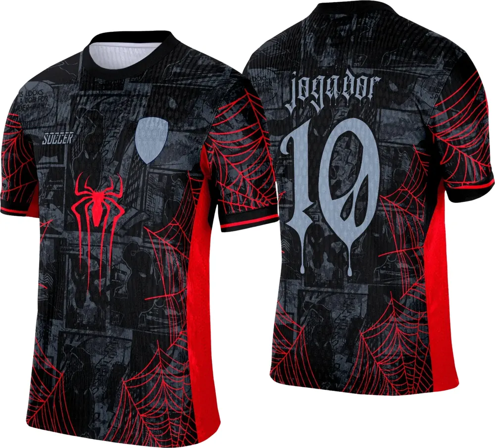 Camisa Interclasse Homem Aranha Preta com Vermelho 2025 - 0020