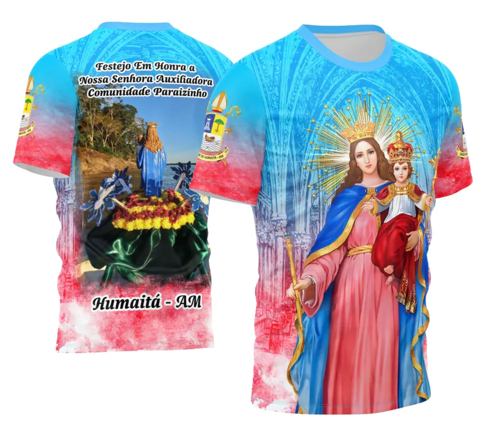 Arte Camisa Devocional Nossa Senhora Auxiliadora Modelo 03