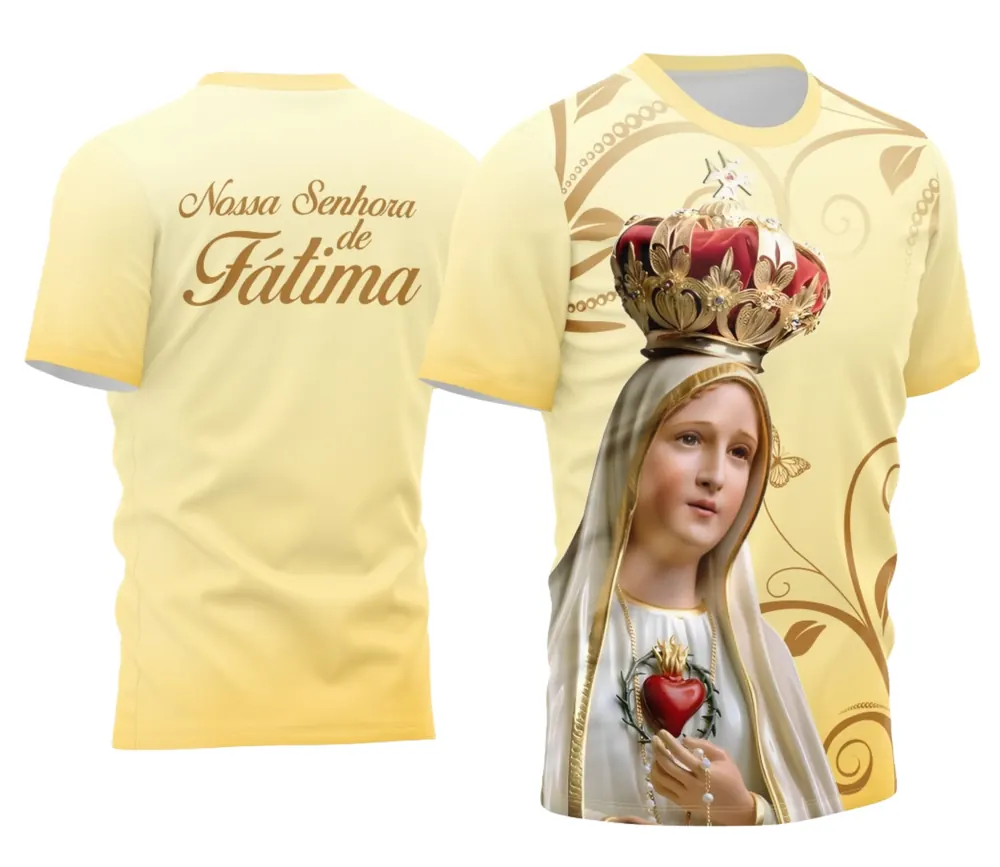 Arte Camisa Devocional Nossa Senhora de Fátima