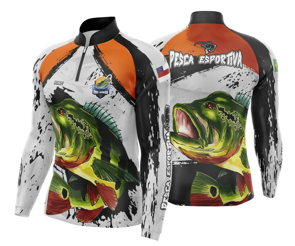 Arte Camisa Pesca Fishing Tucunaré com Laranja
