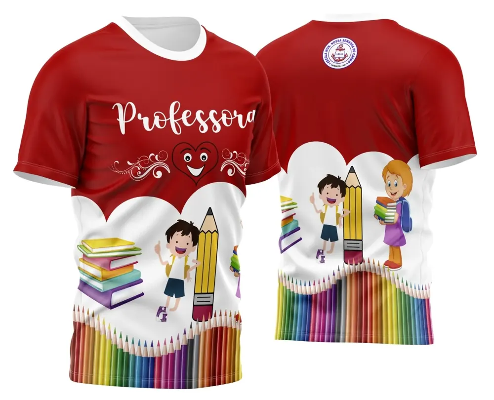 Arte Camisa Professora Crianças Lapis Vermelha