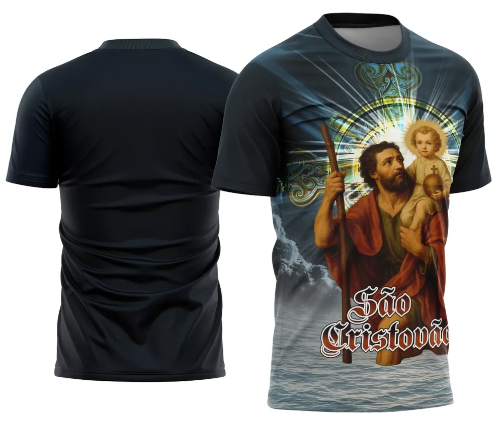 Camisa Religiosa de São Cristovão para Estilo Espírito de Fé
