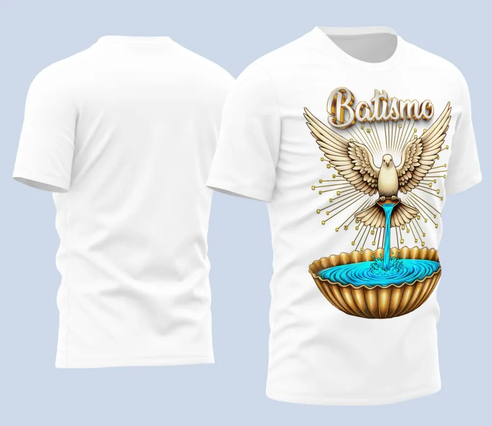 Arte Estampa Camisa Tema Batismo 2026 Personalizada