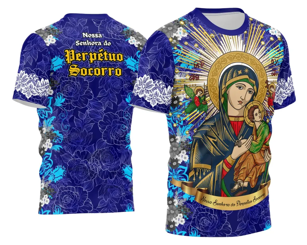Arte Estampa Camisa Religiosa 2026 - Imagem Nossa Senhora do Perpétuo Socorro