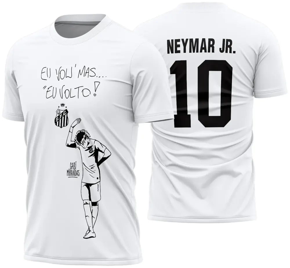 Arte Estampa Camisa Santos Neymar Jr. Eu Vou Mas Eu Volto