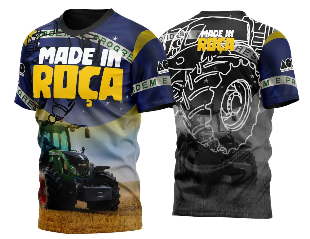 Arte Vetor Camisa AGRO Trator e Bandeira 2023