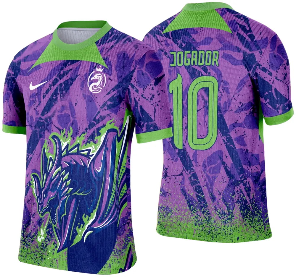 Arte Vetor Camisa de Interclasse 2025: Dragão Roxo e Verde