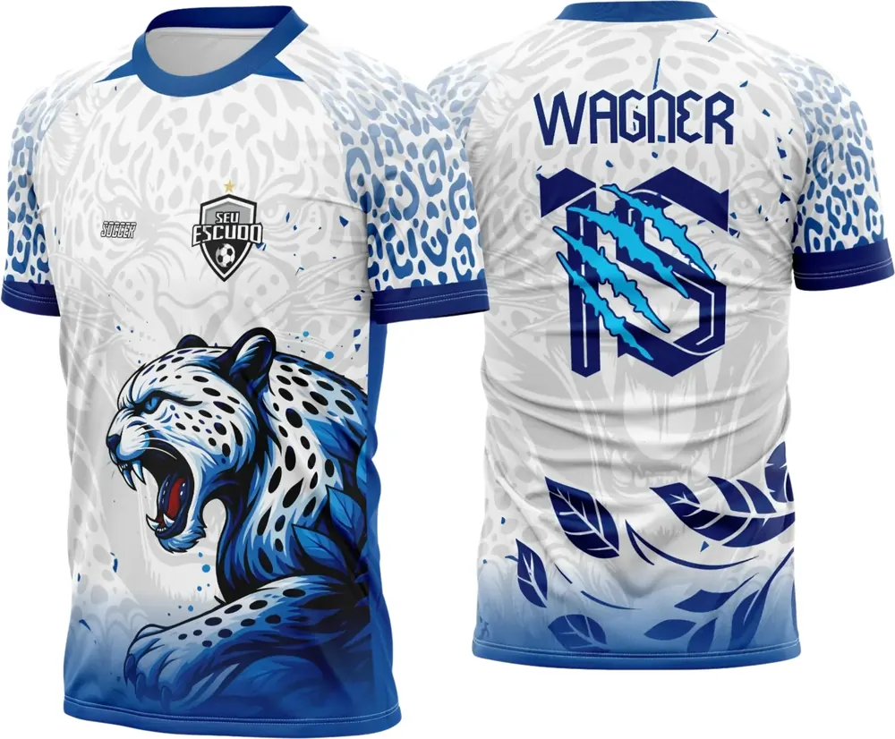 Camisa de Interclasse Bonita - Onça Branca com Azul 2025