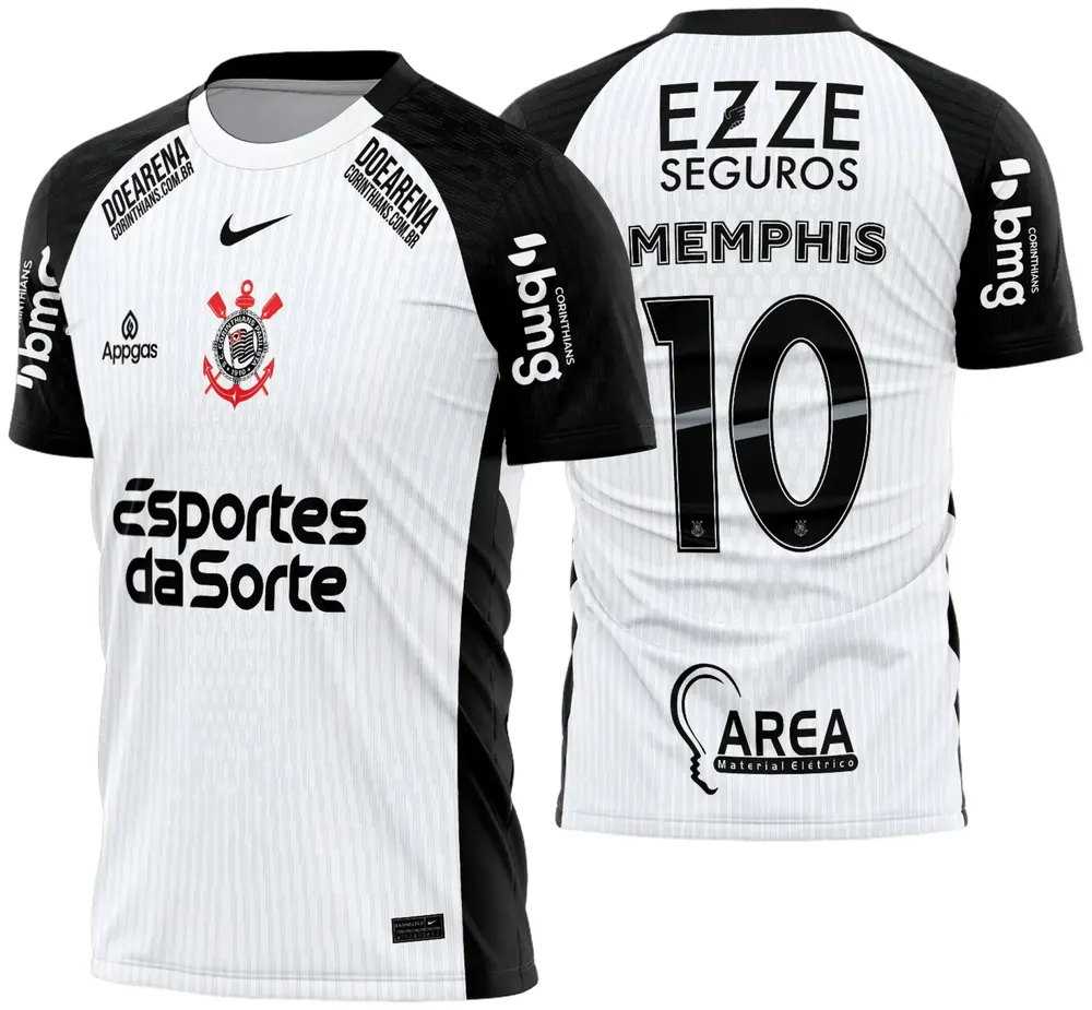 Arte Vetor Camisa do Corinthians Titular 2025 - 2026