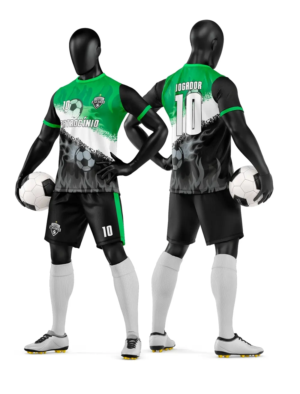 Arte Vetor Camisa e Short de Time de Futebol Amador Modelo 96
