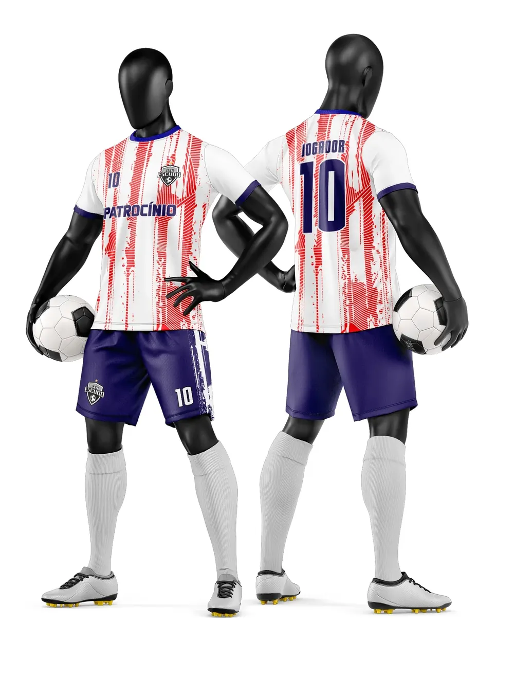 Arte Vetor Camisa e Short de Time de Futebol Amador Modelo 294