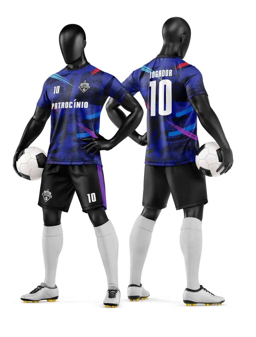 Arte Vetor Camisa e Short de Time de Futebol Amador Modelo 257