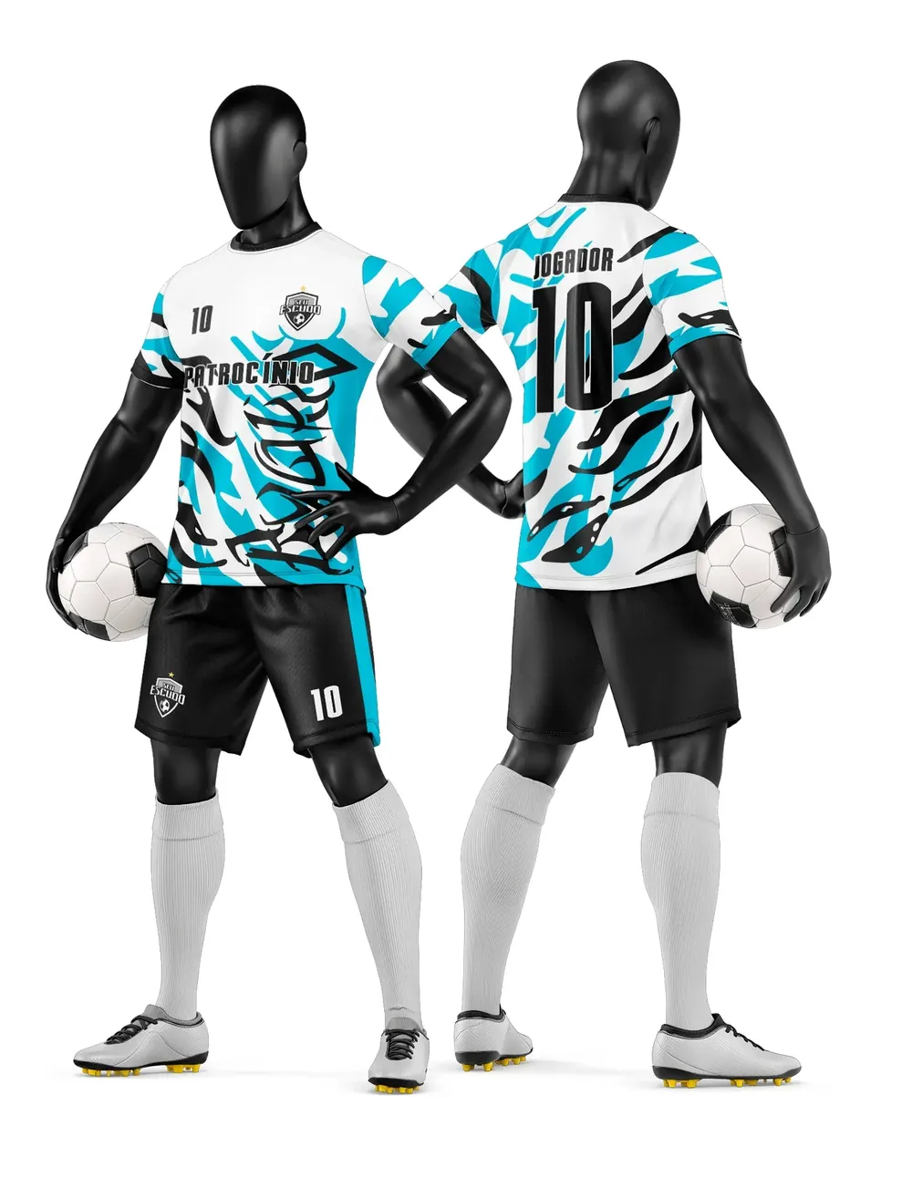 Arte Vetor Camisa e Short de Time de Futebol Amador Modelo 256