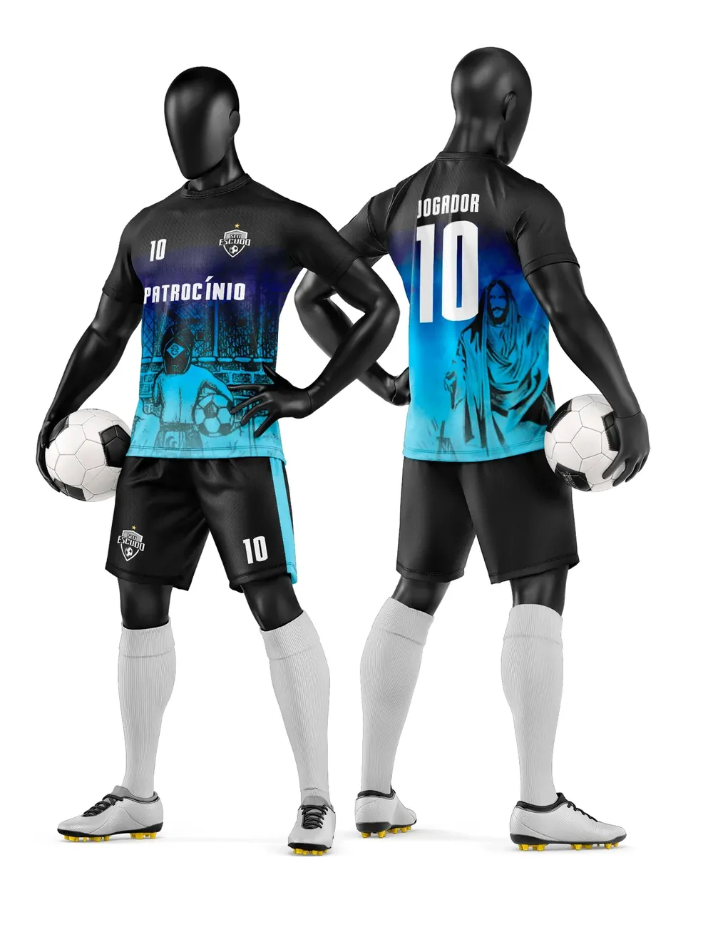 Arte Vetor Camisa e Short de Time de Futebol Amador Modelo 164
