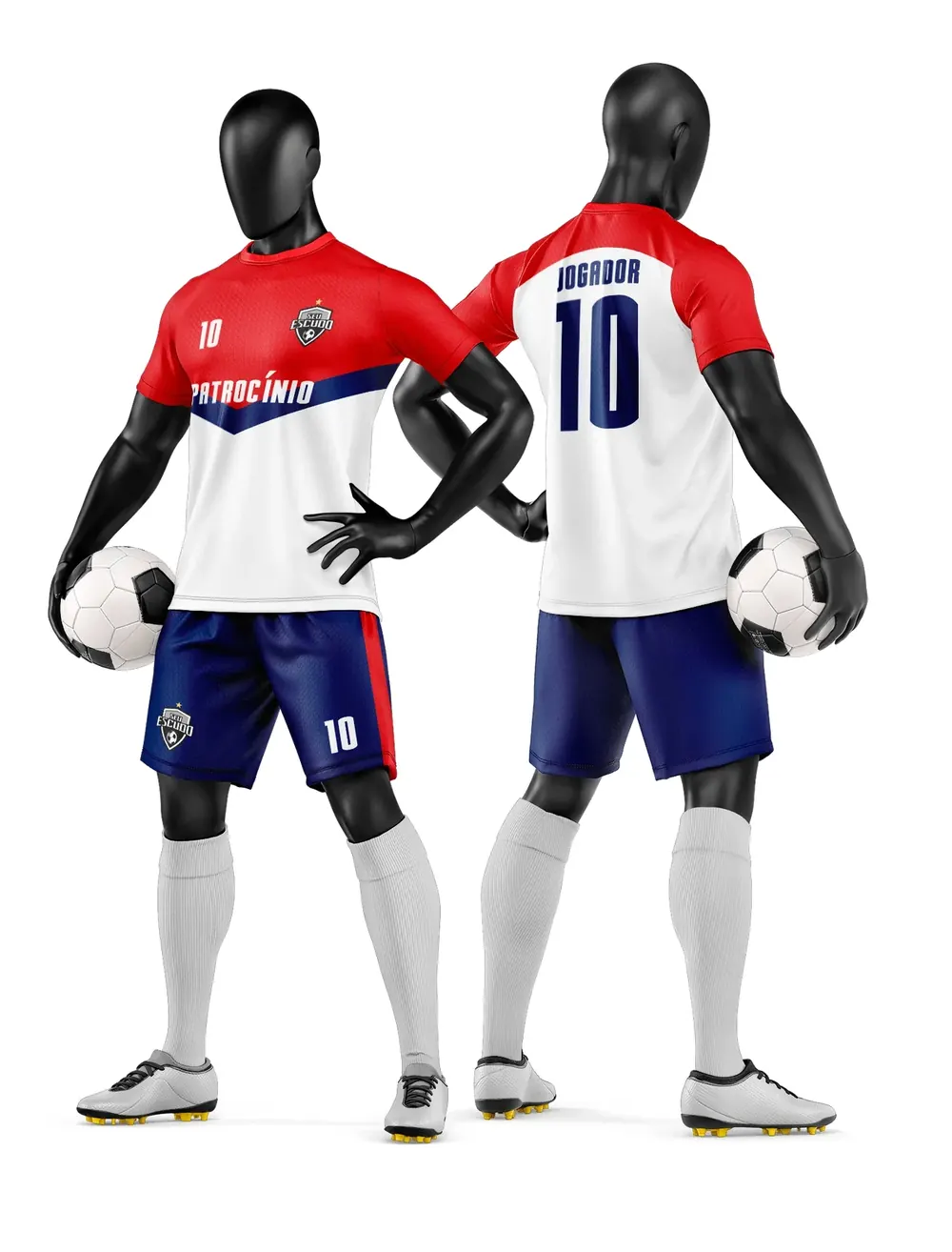 Arte Vetor Camisa e Short de Time de Futebol Amador Modelo 129