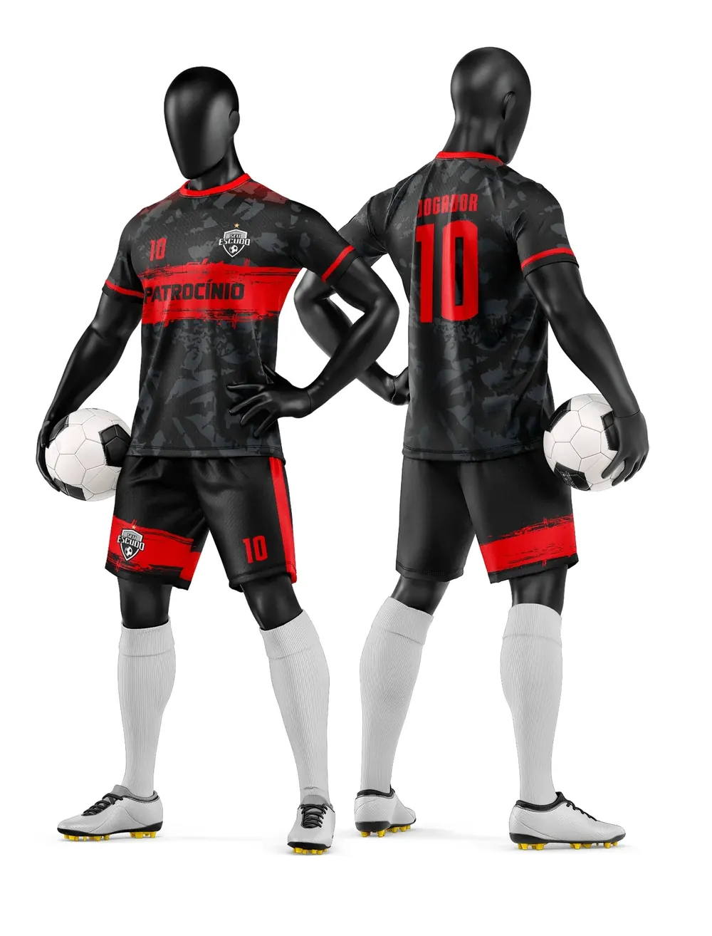 Arte Vetor Camisa e Short de Time de Futebol Amador Modelo 242