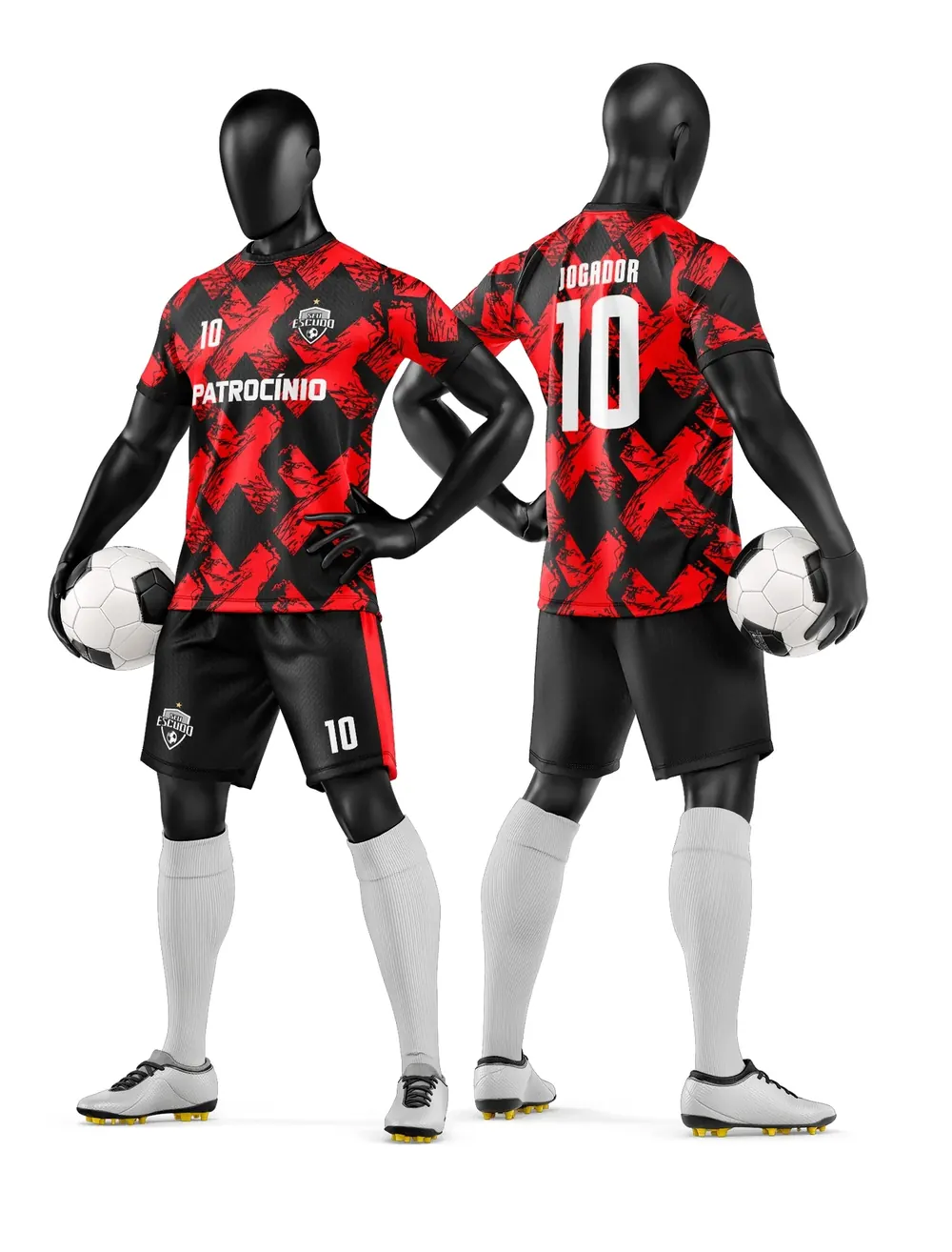 Arte Vetor Camisa e Short de Time de Futebol Amador Modelo 296