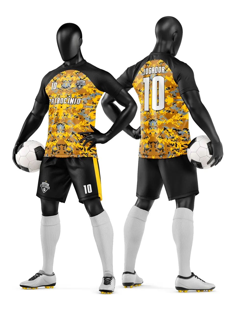 Arte Vetor Camisa e Short de Time de Futebol Amador Modelo 143