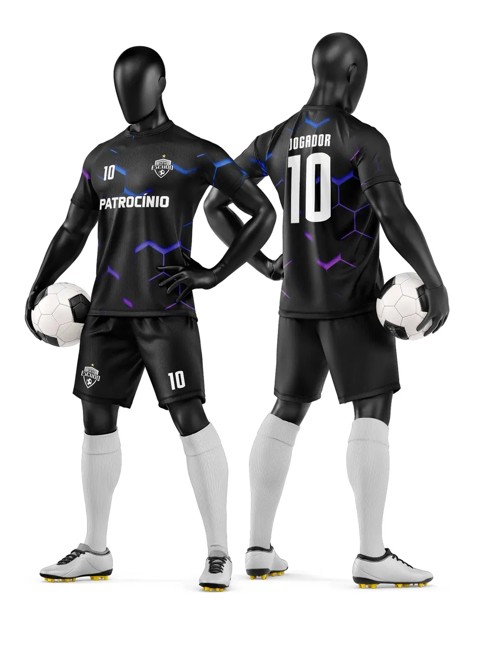 Arte Vetor Camisa e Short de Time de Futebol Amador Modelo 199