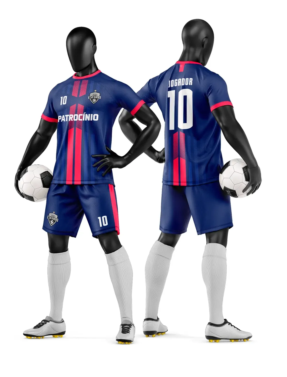 Arte Vetor Camisa e Short de Time de Futebol Amador Modelo 195