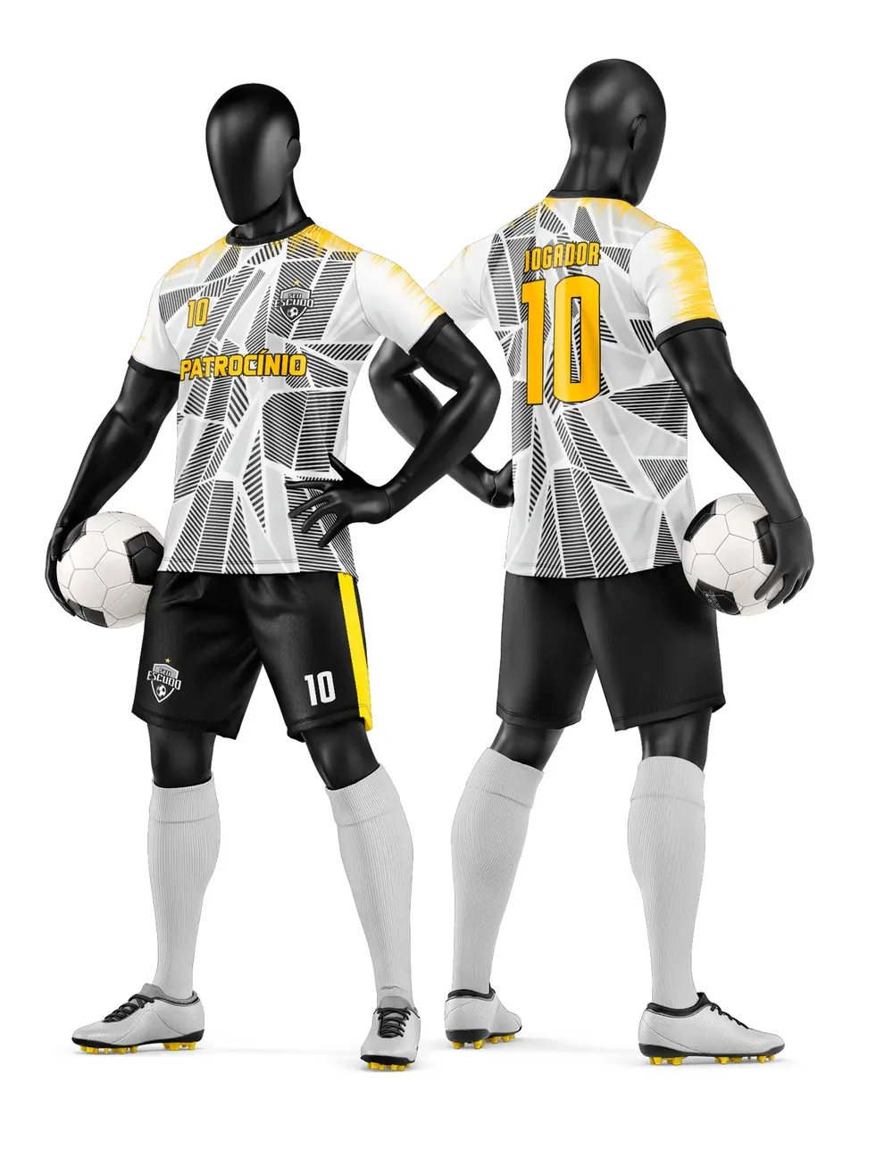 Arte Vetor Camisa e Short de Time de Futebol Amador Modelo 182