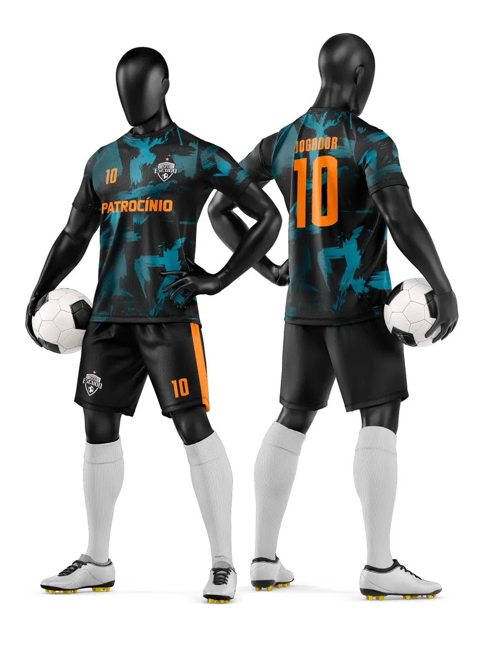 Arte Vetor Camisa e Short de Time de Futebol Amador Modelo 297