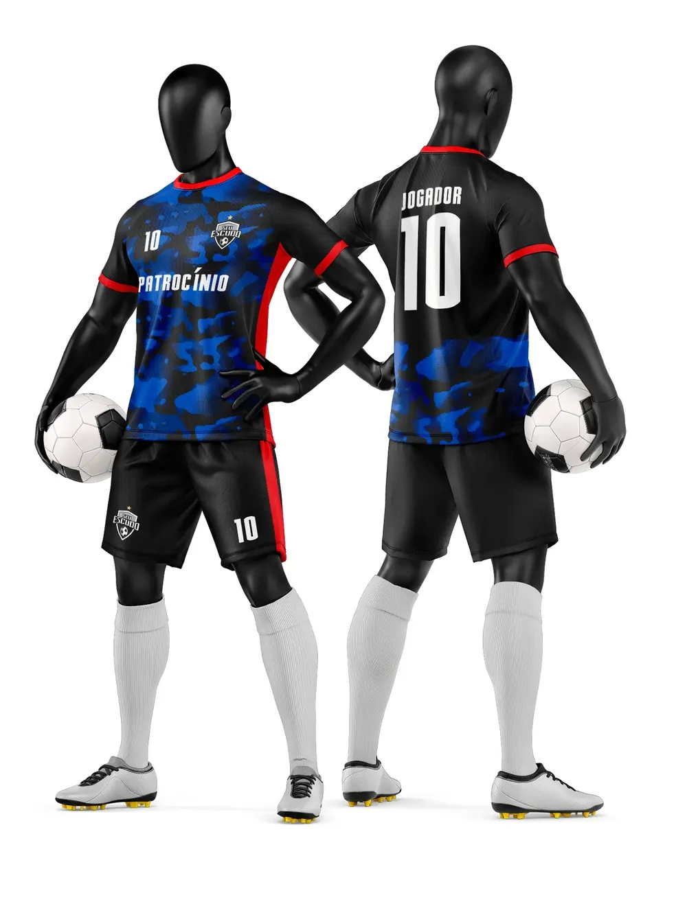 Arte Vetor Camisa e Short de Time de Futebol Amador Modelo 12