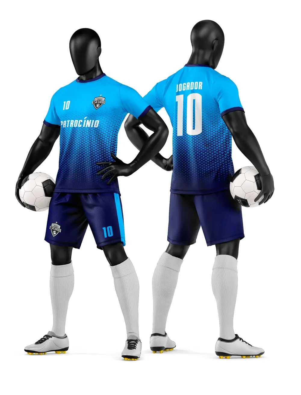 Arte Vetor Camisa e Short de Time de Futebol Amador Modelo 95