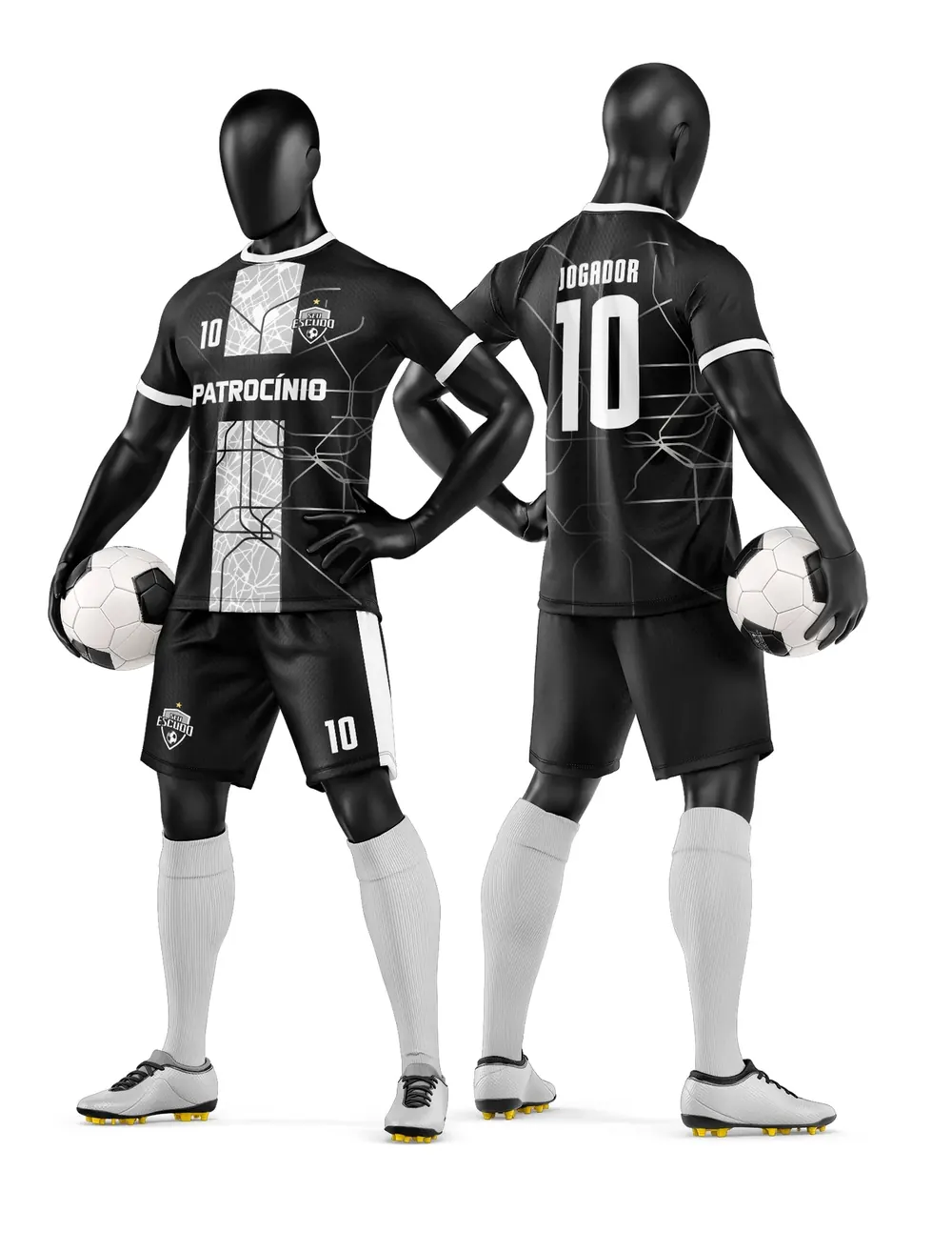 Arte Vetor Camisa e Short de Time de Futebol Amador Modelo 206