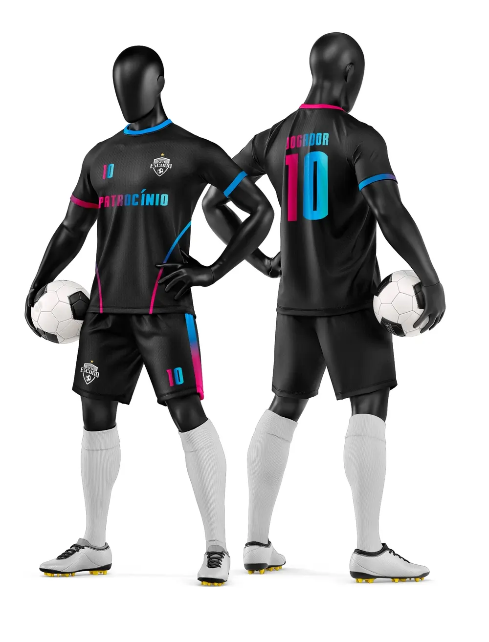 Arte Vetor Camisa e Short de Time de Futebol Amador Modelo 163
