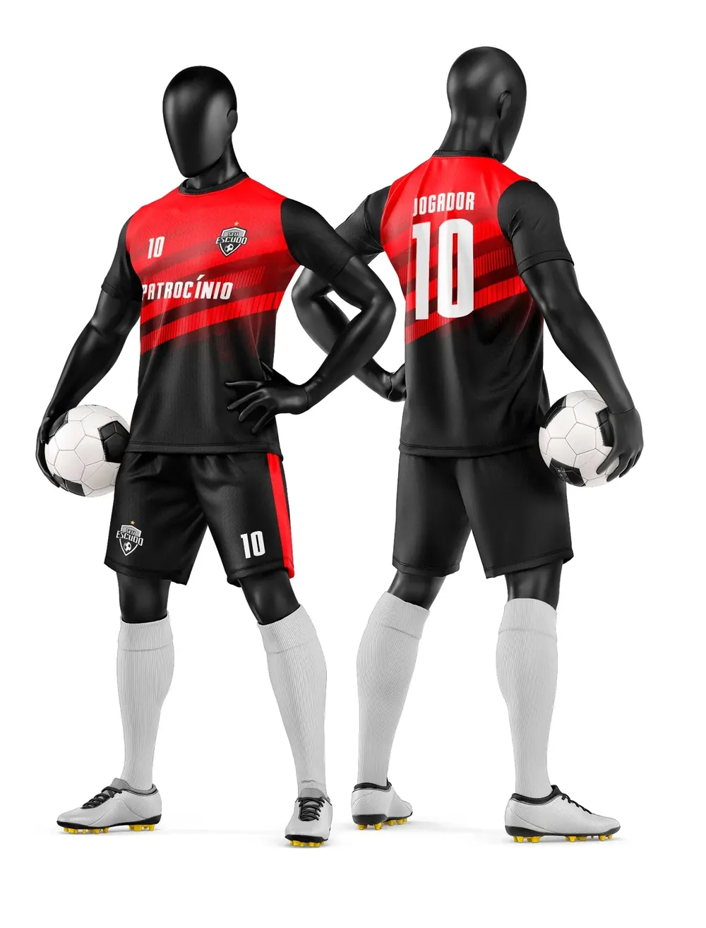 Arte Vetor Camisa e Short de Time de Futebol Amador Modelo 137